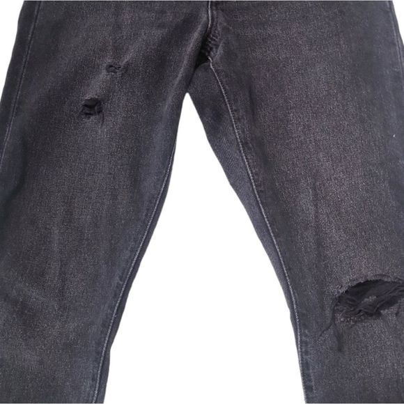 LEVI'S Black 501 Skinny Distressed Raw Hem Jeans Denim Pants Size 23x28 - Picture 3 of 9